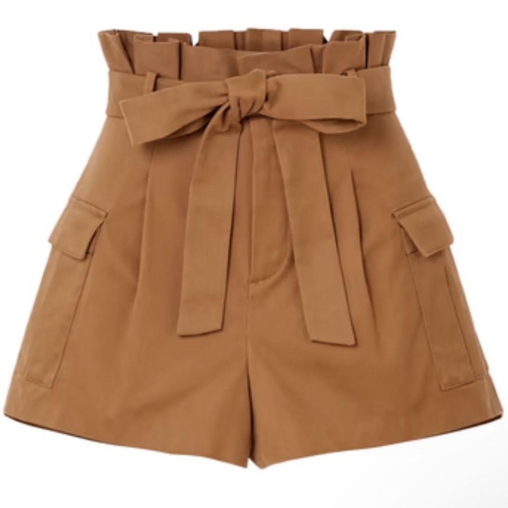 Alice + Olivia Laurine Paperbag Waist Belted Cargo Shorts Brown Size 0